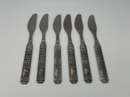 6x Hardanger Norway Pewter KONGETINN Viking Butter Spreaders / Breakfast... - £99.47 GBP