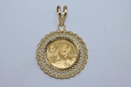 1990 Gold 5 Yuan 1/20oz Chinese Panda .999 Pure Gold Coin in 14KYG Bezel Pendant - £261.30 GBP