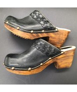 SBICCA Black Braided Strap Leather Mule Clogs Slip On Women’s Shoes 7 - €14,58 EUR