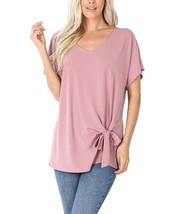 Zenana Light Rose V-Neck Front-Tie Top Size Small NWOT - £9.75 GBP