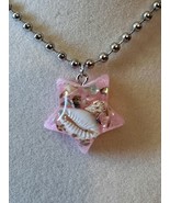 Star Pendant Necklace Y2K Silver Beaded Sweet Cool Jelly Shell Resin Cut... - $16.00