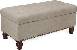 Fabric Storage Ottoman Long Bench Button-Tufted Rectangular Footstool Wi... - $352.99