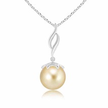 ANGARA 9mm Solitaire Golden South Sea Pearl Flame Drop Pendant in Silver - £126.83 GBP+