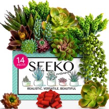 Seeko Artificial Succulents -14 Pack- Premium Succulent Plants Artificial - - £35.95 GBP
