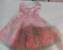 Jup&#39;Elle Baby Girl Beautiful Fancy Princess Dress Pink Size 6-12 Months NWT - £13.21 GBP