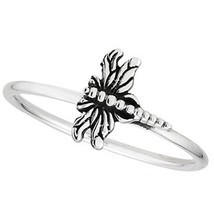 Womens Dragonfly Ring Solid 925 Sterling Silver Garden Insect Bohemian Band - £12.56 GBP