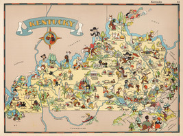 12266.Decor Poster.Vintage Interior wall art design.1935 Kentucky cartoon map - £13.88 GBP+