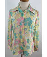 Personal by Leslie Fay Women&#39;s 14 Pastel Floral Shirt Top Polyester Butt... - £20.95 GBP