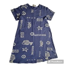 90s Y2K Kisses &amp; Hugs Women XL Blue Knit Shirt Dress Fish Sea Nautical B... - £15.51 GBP