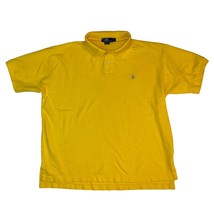 Vtg Polo Ralph Lauren Yellow Collared Polo Shirt With Blue Pony Logo, Mens Large - £17.32 GBP