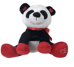 Valentines Panda Bear 14” Plush Hearts Ribbon - £20.35 GBP