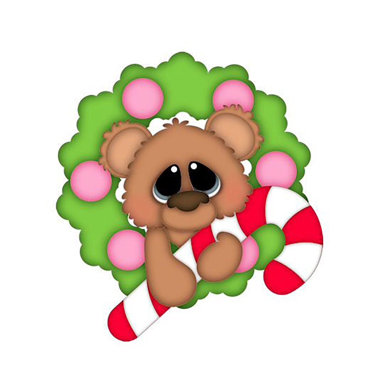 Christmas Wreath Bear Holding Candy Cane Metal Cutting Dies Scrapbook Card Craft - $13.98