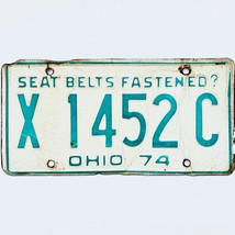 1974 United States Ohio Seat Belts Passenger License Plate X1452C - $11.87