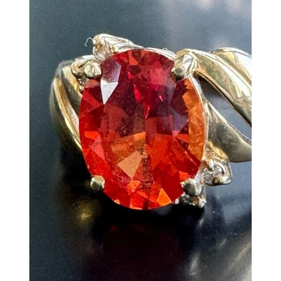14K YELLOW GOLD PINK SAPPHIRE AND DIAMOND RING SIZE 8.5 SKY Item image 7