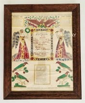 1850 Antique Fraktur Baptism Certificate Washington Lehigh Wassum Rahel Georg - £232.91 GBP