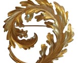 Monet Large Vintage Brushed Gold Tone Curled Leaf 3&quot; Brooch Heavy Swirl ... - $34.60