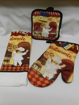  New Lot 3 matching Home Collection Fat Italian Chef Towel, pot holders & Mitt - $11.29