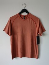 NWT LULULEMON Coral Orange Stripe Metal Vent Tech SS 2.0 Top Shirt Men&#39;s... - $77.59