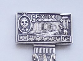 Collector Souvenir Spoon Ceylon New Constitution 1947 Sri Lanka Embossed Emblem - £18.08 GBP