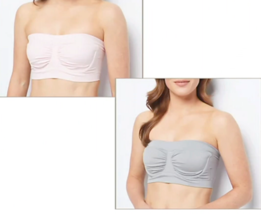 Breezies Set of 2 Seamless Underwire Bandeau Bras- SILVER/ANGEL, LARGE - $27.72