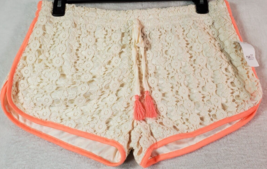 rue21 Shorts Womens XL Ecru Crochet 100% Cotton Lined Elastic Waist Draw... - $13.84
