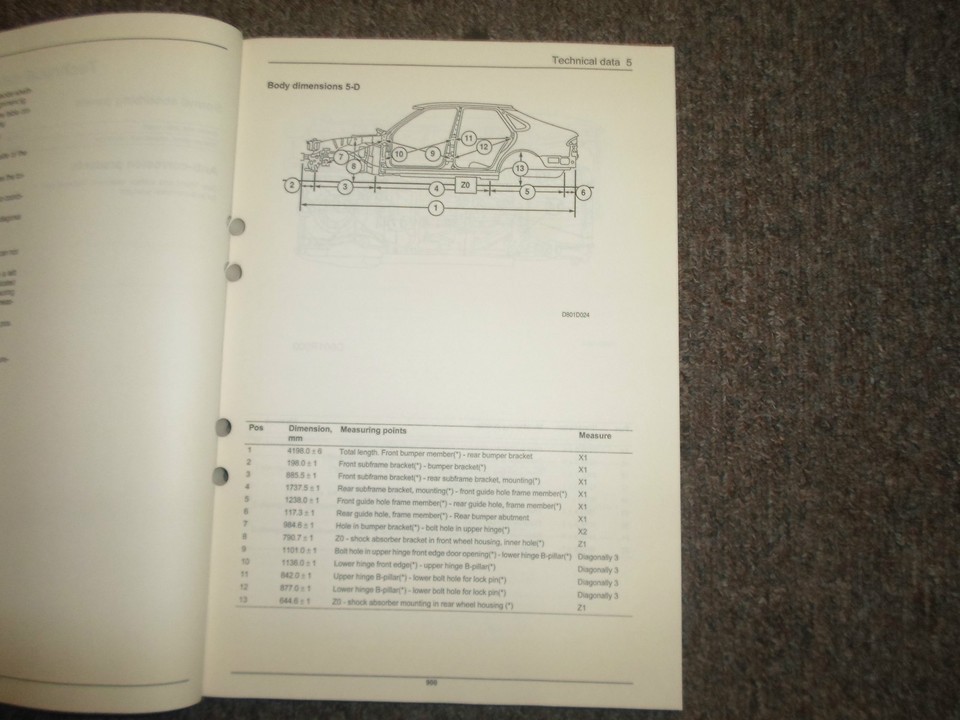 1994 95 96 971998 Saab 900 8:1 Body body Repairs Service Shop Manual FACTORY OEM Item image 8