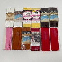 Lot of 12 Vintage Wrights &amp; JP Coats, New &amp; Opened Bias Tape - Red Brown Yellow - £7.07 GBP