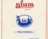 Siam Restaurant Menu McCall Street Nashville Tennessee Serving Thai Cuis... - £13.96 GBP