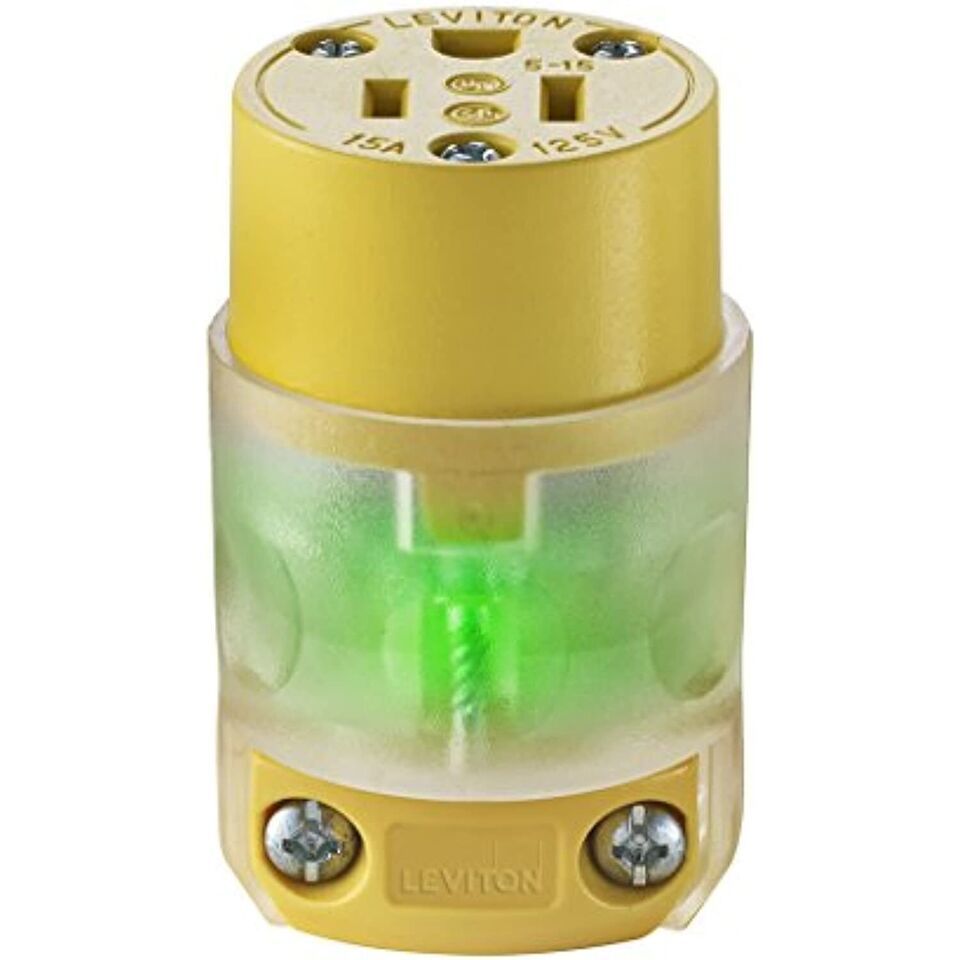 Leviton 515CV-LIT Grounding Lighted Cord End Replacement, 1 pack, Green - $24.56