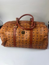 Authentic MCM Visetos Leather Vintage 2Way Traval Boston Bag Brown - $280.14