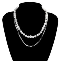 SHIXIN Punk Layered  Beads Choker Necklaces Set for Men Women Shiny Rhinestone C - £14.30 GBP