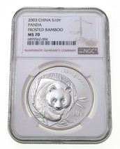 2003 China S10Y Silver Panda Frosted Bamboo NGC MS70 1 Oz - $341.52