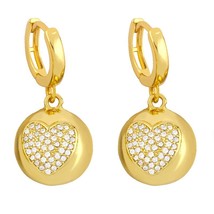 FA CZ Pave Butterfly Earrings For Women Gold Plated Ball Drop Earrings Dangle Hu - £8.61 GBP