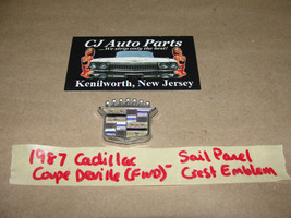 OEM 1987 Cadillac Coupe Deville FWD SAIL PANEL CREST EMBLEM ORNAMENT ESC... - $19.79