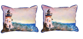 Pair of Betsy Drake Light House Large Pillows 15 Inch x 22 Inch - £70.46 GBP