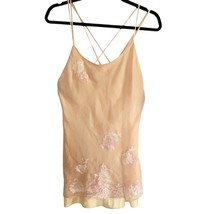 Vintage Natori Peach Satin Chiffon Overlay Chemise Petite - $37.40