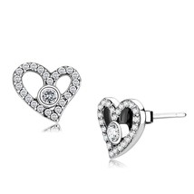 Hollow Heart CZ Stud Stainless Steel Fashion Earring Women's Party Jewelry Gifts - £46.89 GBP