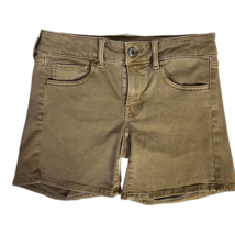 American Eagle Outfitters Womens AEO Twill Casual Shorts Brown Flat Front Zip 4 - £15.17 GBP