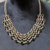 Womens Fashion Kelly Green Acrylic Rhinestone Collar Necklace with Lobster Clasp - £22.29 GBP