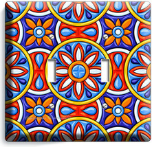Mexican Talavera Tile Look 2 Gang Light Switch Plate Kitchen Folk Art Room Decor - $13.94
