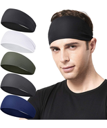 Mens Running Headband,5Pack,Mens Sweatband Sports Headband for Running,C... - £16.40 GBP