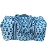 Quilted Cotton Handprinted Reversible Large Peach Orange Floral Tote Bag... - $55.09 CAD