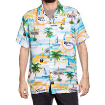 Corona Extra Bahama Beach Day Hawaiian Button Up Shirt White - £38.35 GBP+