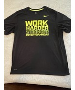Nike Mens Dri-fit XXL Short Sleeve Black Work Harder Stronger Every Damn... - $25.26 CAD