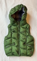 Zara Baby Boy Hooded Puffer Vest - Green with Animal Pattern (12-18 mo) (VGUC) - £9.48 GBP