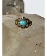 Black Hills Gold ring size 4.75 turquoise leaves sterling silver band  w... - $236.95 CAD