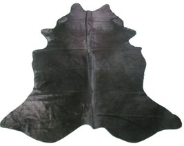 Dyed Black Cowhide Rug Size: 7.7&#39; X 6.7&#39; Black Dyed Cow Hide O-912 - £155.24 GBP