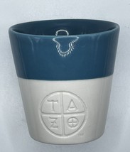 Starbucks 2011 Tazo Tea Cup No Handle Mug White Slant & Blue Bone China - $13.08