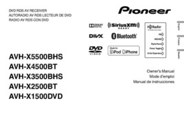 Pioneer AVH-X5500BHS AV Receiver Owners Manual - £16.71 GBP