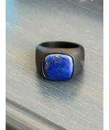 David Yurman Black Titanium Men&#39;s Lapis Signet Ring Size 13.5 - $1,098.79 CAD